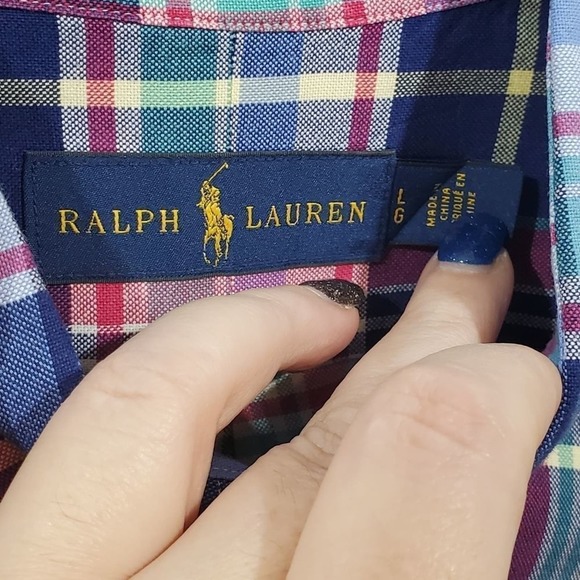 Ralph Lauren plaid striped button down dress shirt men's size large - Picture 7 of 7